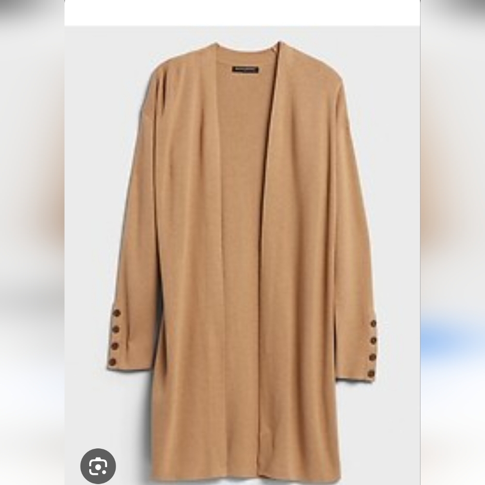 Banana Relublic Long Open Front Cardigan Sweater Caramel/Chestnut Size Medium